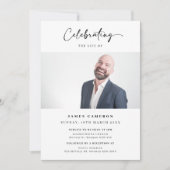 人生のミニマルお祝いの葬儀の写真 招待状 (正面)