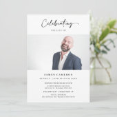 人生のミニマルお祝いの葬儀の写真 招待状 (スタンド正面)
