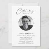 人生のミニマルお祝いの葬儀の写真 招待状 (正面)