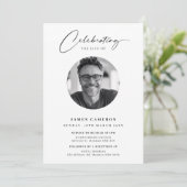 人生のミニマルお祝いの葬儀の写真 招待状 (スタンド正面)