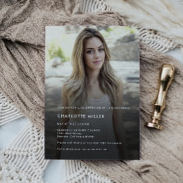 人生のミニマルお祝いの葬儀の写真 招待状