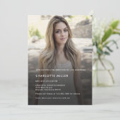 人生のミニマルお祝いの葬儀の写真 招待状 (スタンド正面)