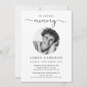 人生のミニマルお祝いの葬儀の写真 招待状 (正面)