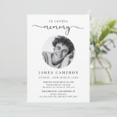 人生のミニマルお祝いの葬儀の写真 招待状 (スタンド正面)