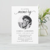 人生のミニマルお祝いの葬儀の写真 招待状 (スタンド正面)