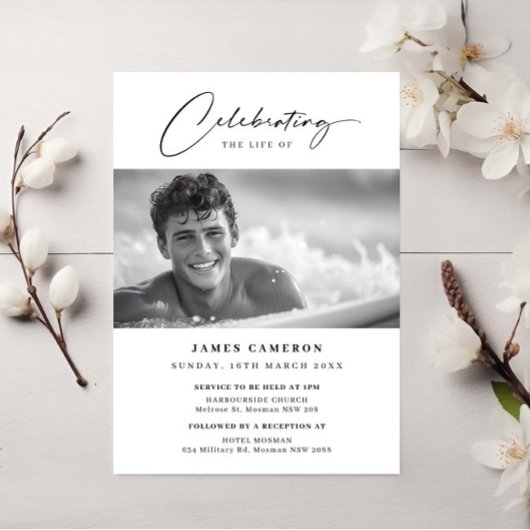 人生のミニマルお祝い葬儀の写真Invite 招待状