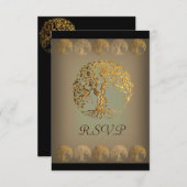 人生のメーンディツリー(金ゴールド) 出欠カード (正面/裏面)