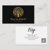 人生のライフコーチツリーセラピストヨガヒーラー金ゴールド 名刺 (正面/裏面)