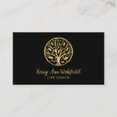 人生のライフコーチツリーセラピストヨガヒーラー金ゴールド 名刺 (正面)