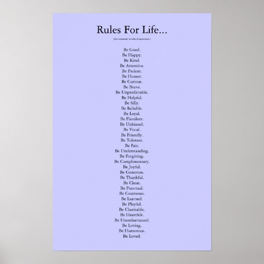 「人生のルール…」 – 青 ポスター (正面)
