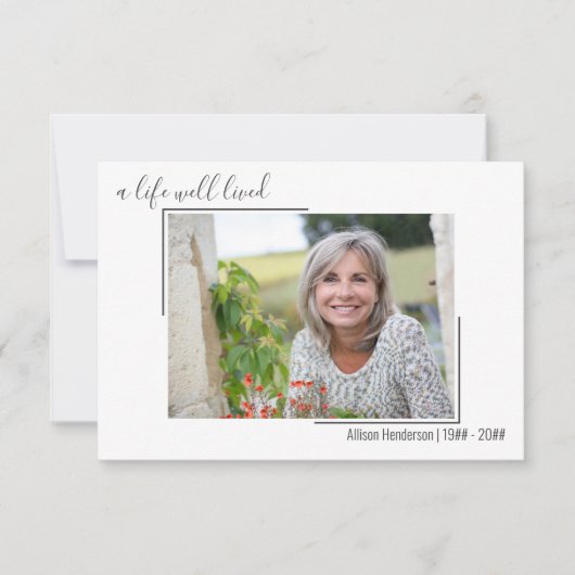 人生の中で生きてきた写真縁どの葬儀 サンキューカード (正面)