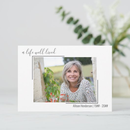 人生の中で生きてきた写真縁どの葬儀 サンキューカード (スタンド正面)