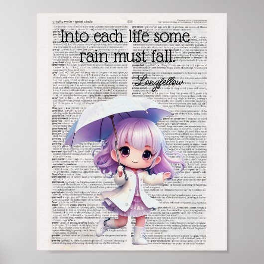 人生の中に雨が降り注ぐ必要がある秋- – ロングフェロー ポスター (正面)