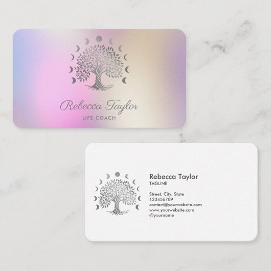 人生の人生のコーチのツリーセラピストヨガムーン相 名刺 (正面/裏面)