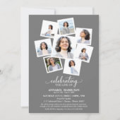 人生の写真コラージュ 追悼式のお祝い 招待状 (正面)