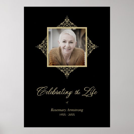 人生の喜びを称える　気まぐれな筆跡の写真　葬儀 ポスター (正面)