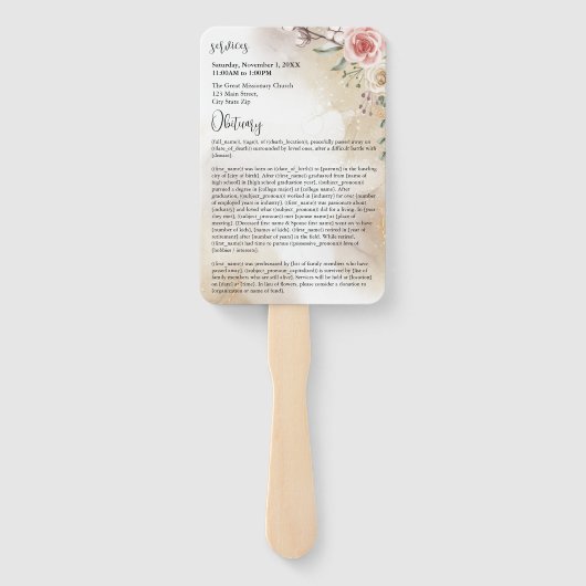 人生の喜び ピンクとゴールドの追悼 ハンドファン (裏面)