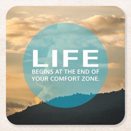 人生の始まり スクエアペーパーコースター (正面)