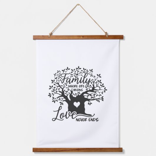 人生の始まり 愛は永遠 ファミリー 吊り下げ型タペストリー (正面)