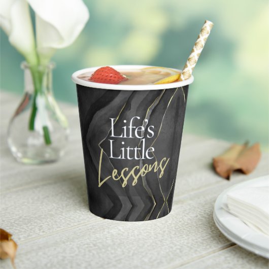 人生の小さな教訓 ブラック&ゴールド 自己発見 紙コップ (インサイチュ)