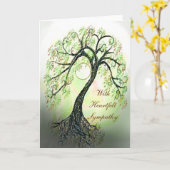 人生の平和な緑の木の同情カード カード (黄色い花)