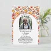 人生の彩りを称える花の写真付き葬儀 招待状 (スタンド正面)