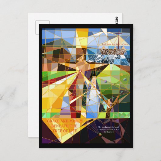 人生の恵みと慈悲の木キリスト教の芸術 ポストカード (正面/裏面)
