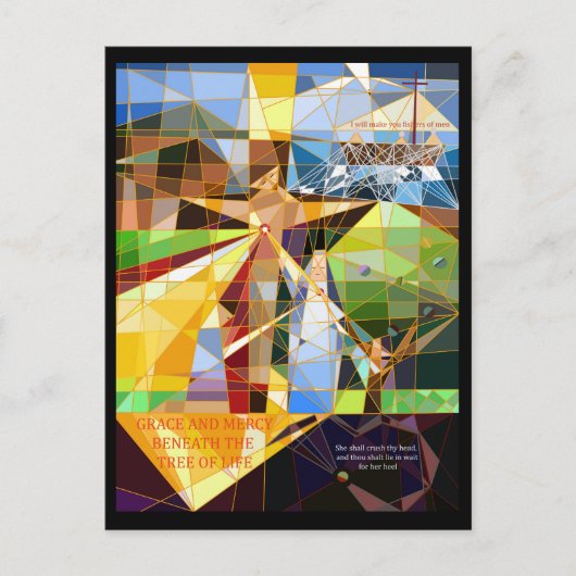 人生の恵みと慈悲の木キリスト教の芸術 ポストカード (正面)