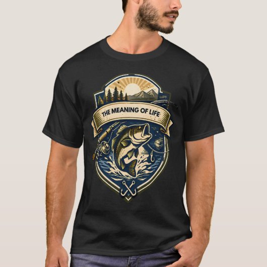 人生の意味 フィッシング バッジ Tシャツ (正面)