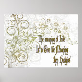 人生の意味：金ゴールド感動的フローラ ポスター (正面)