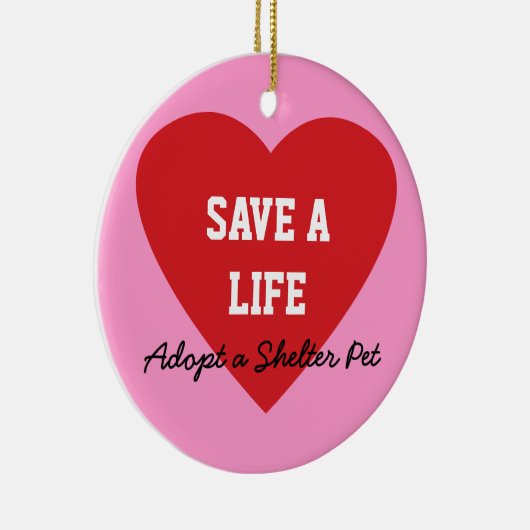 人生の採用を避難所ペット救って下さい セラミックオーナメント (右)