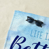 人生の方が良いビーチ水色モノグラム ビーチタオル (インサイチュ)