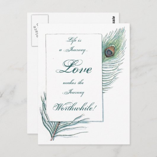 人生の旅の愛の価値のある感動的孔雀 ポストカード (正面/裏面)