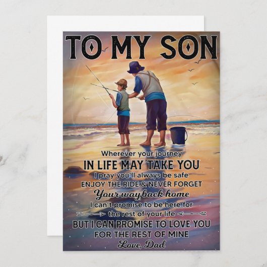 人生の旅路で　釣りを教える父から息子へ 招待状 (正面/裏面)