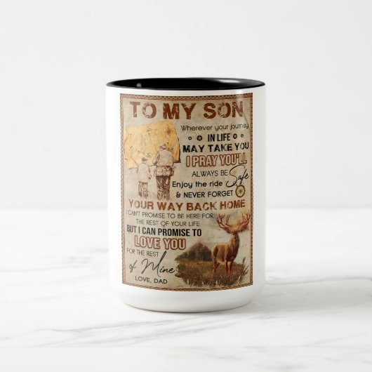 人生の旅 – 鹿のパパから息子 ツートーンマグカップ (中央)