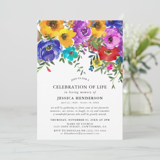 人生の明はっきりしたるいフローラお祝い 招待状 (スタンド正面)