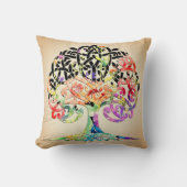 人生の明るい花の木の装飾用クッション クッション (正面)