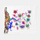 人生の木と女の子 フリースブランケット (正面(横))