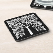 人生の木#1黒の上に白 コースター (左側)