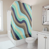 人生の波の半モダン世紀の滑らかなパステル シャワーカーテン (インサイチュ)