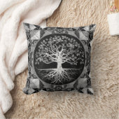 人生の無彩色スケールの宝石用原石の木 クッション (ブランケット)