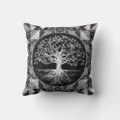 人生の無彩色スケールの宝石用原石の木 クッション (裏面)