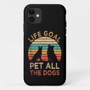 人生の目標はすべての犬をなでること 面白い レトロな犬好き iPhone 11 ケース