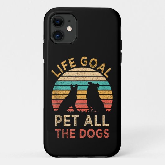 人生の目標はすべての犬をなでること 面白い レトロな犬好き Case-Mate iPhoneケース (裏面)