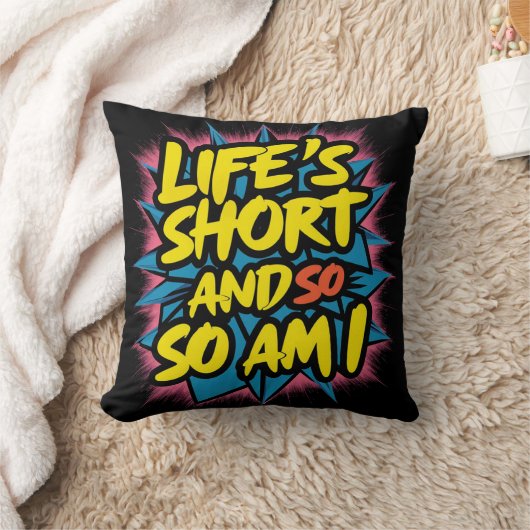 "人生の短い私"枕 クッション (ブランケット)
