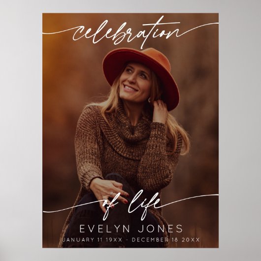 人生の祝いのためのスクリプト葬写真 | ブラック ポスター (正面)