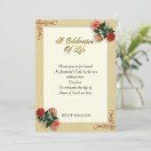 人生の祝い 招待状 ヴィンテージ ハイビスカス (スタンド正面)