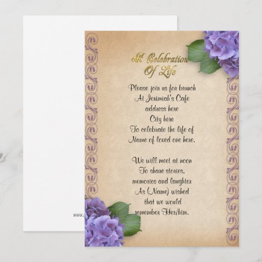 人生の祝い 招待状 紫陽花 (正面/裏面)