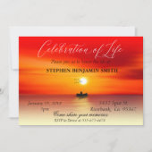 人生の祝い 湖での釣り 日の入り 日の出 招待状 (正面)