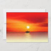 人生の祝い 湖での釣り 日の入り 日の出 招待状 (裏面)